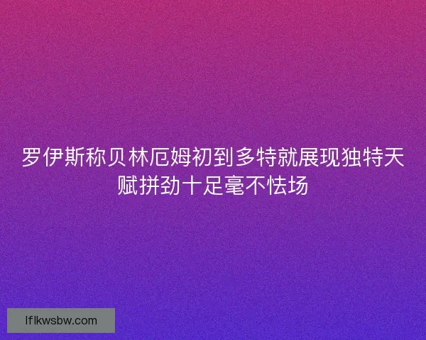 罗伊斯称贝林厄姆初到多特就展现独特天赋拼劲十足毫不怯场